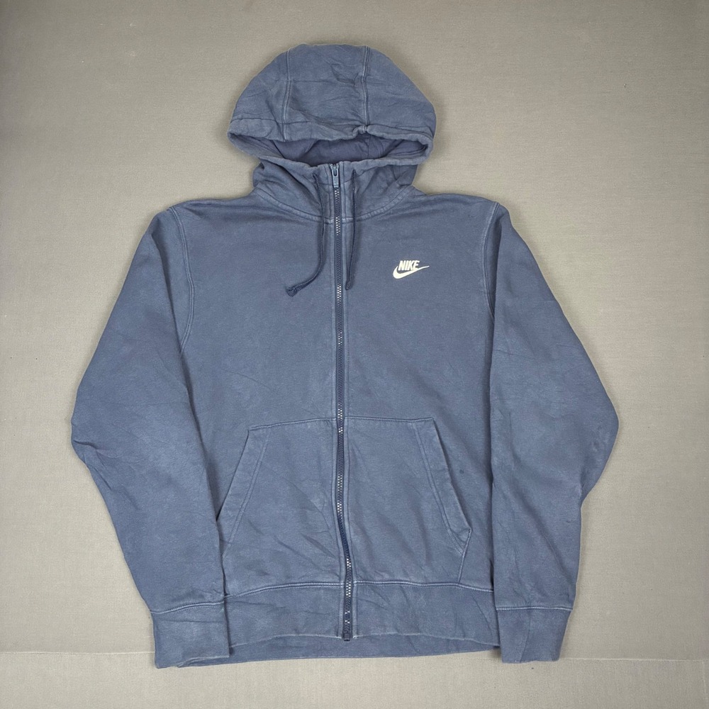 Nike Sportswear Club Fleece Full Zip Navy Blue Hoodie Men's Size Small